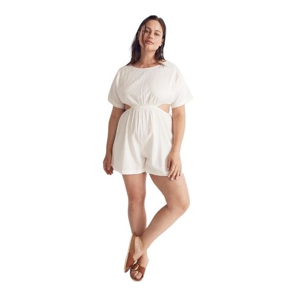 Madewell Other - Madewell Romper Seersucker Side Cutouts Coverup Beach Romper M NWT